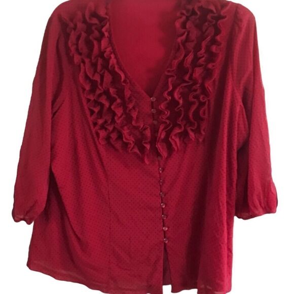Apt 9 Size 3X Red and Black Polka Dot Blouse - Picture 2 of 7
